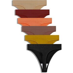 Women's Seamless Breathable Thong Panties 6 Pack Moisture Wicking